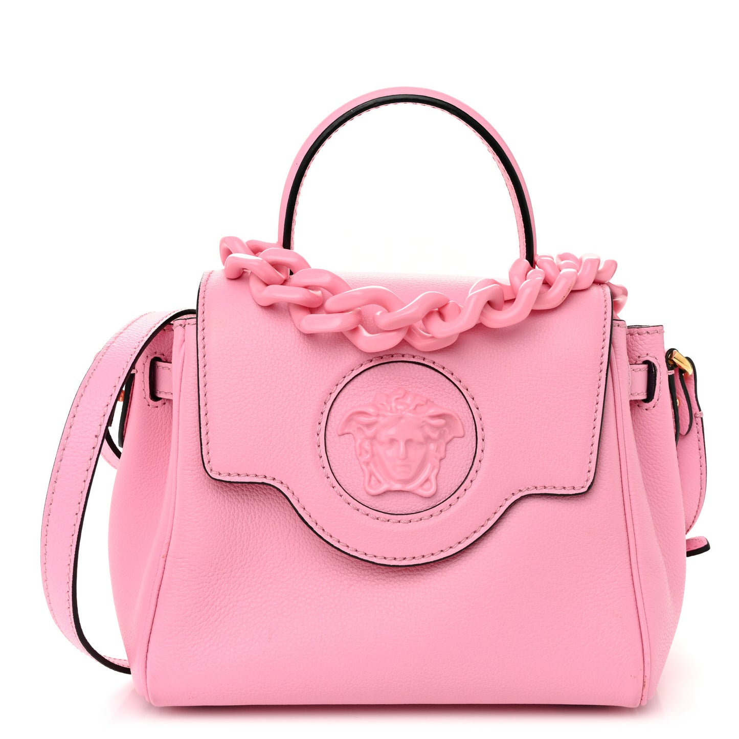 Grained Calfskin Small La Medusa Top Handle Bag Pink