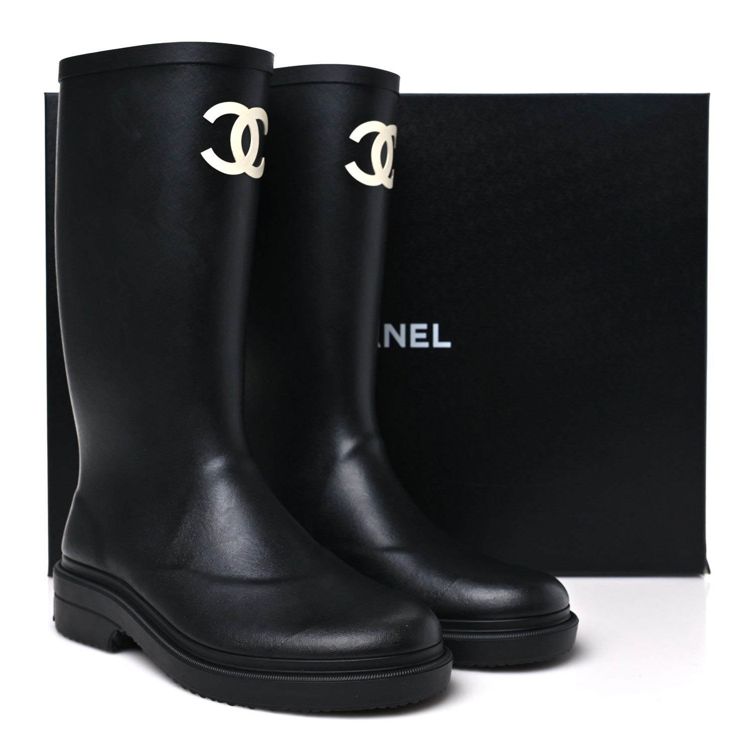 Chanel Caoutchouk CC High Boots 37 Black 10 of 10