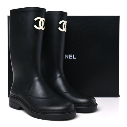 Chanel Caoutchouk CC High Boots 37 Black 10 of 10