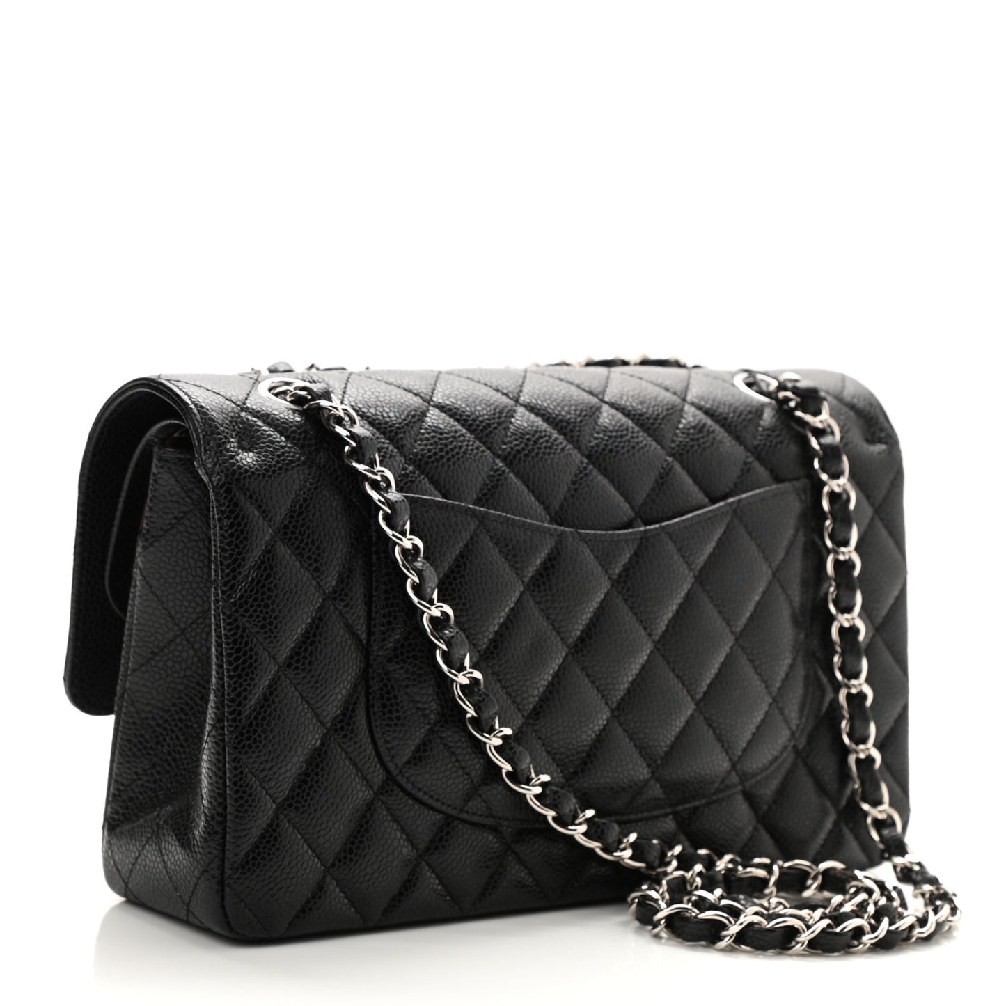 Caviar Quilted Medium Double Flap Black