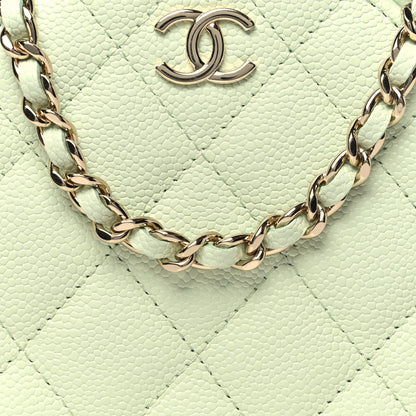 Chanel Caviar Quilted Round Handle With Care Vanity With Chain Light Green 8 of 10