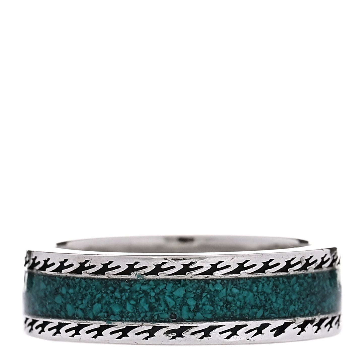 Sterling Silver Resin Interlocking G Ring 57 8 Turquoise