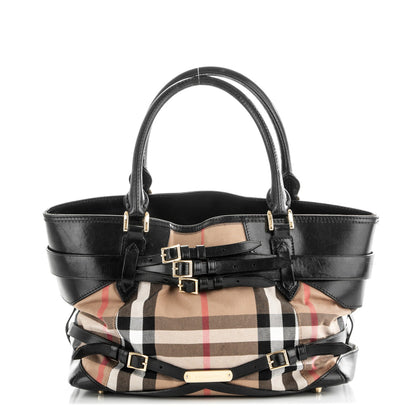 Burberry House Check Bridle Calfskin Medium Lynher Tote Black 1 of 9