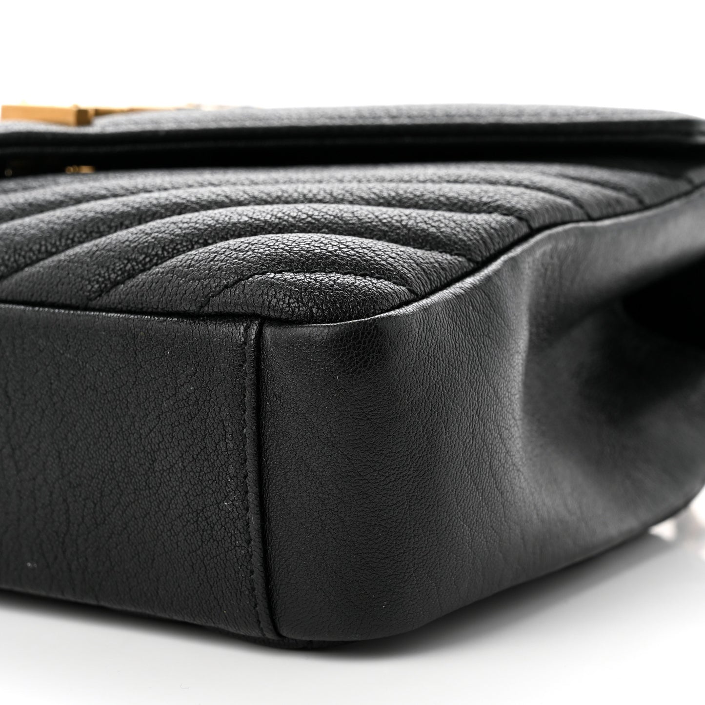 Sheepskin Matelasse Chevron Monogram Medium College Bag Black
