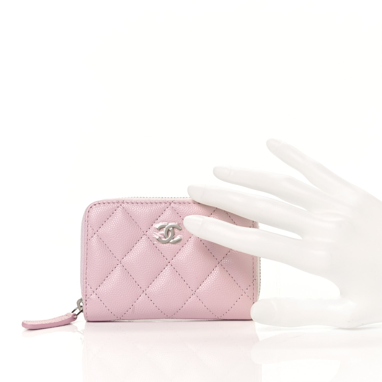 Chanel Caviar Quilted Zip Coin Purse Light Pink 2 of 9