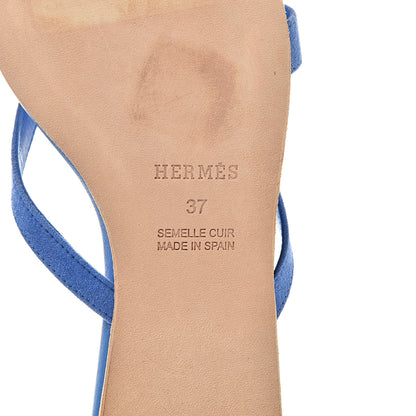 Hermes Suede Nappa Corfou Sandals 37 Bleu 6 of 11