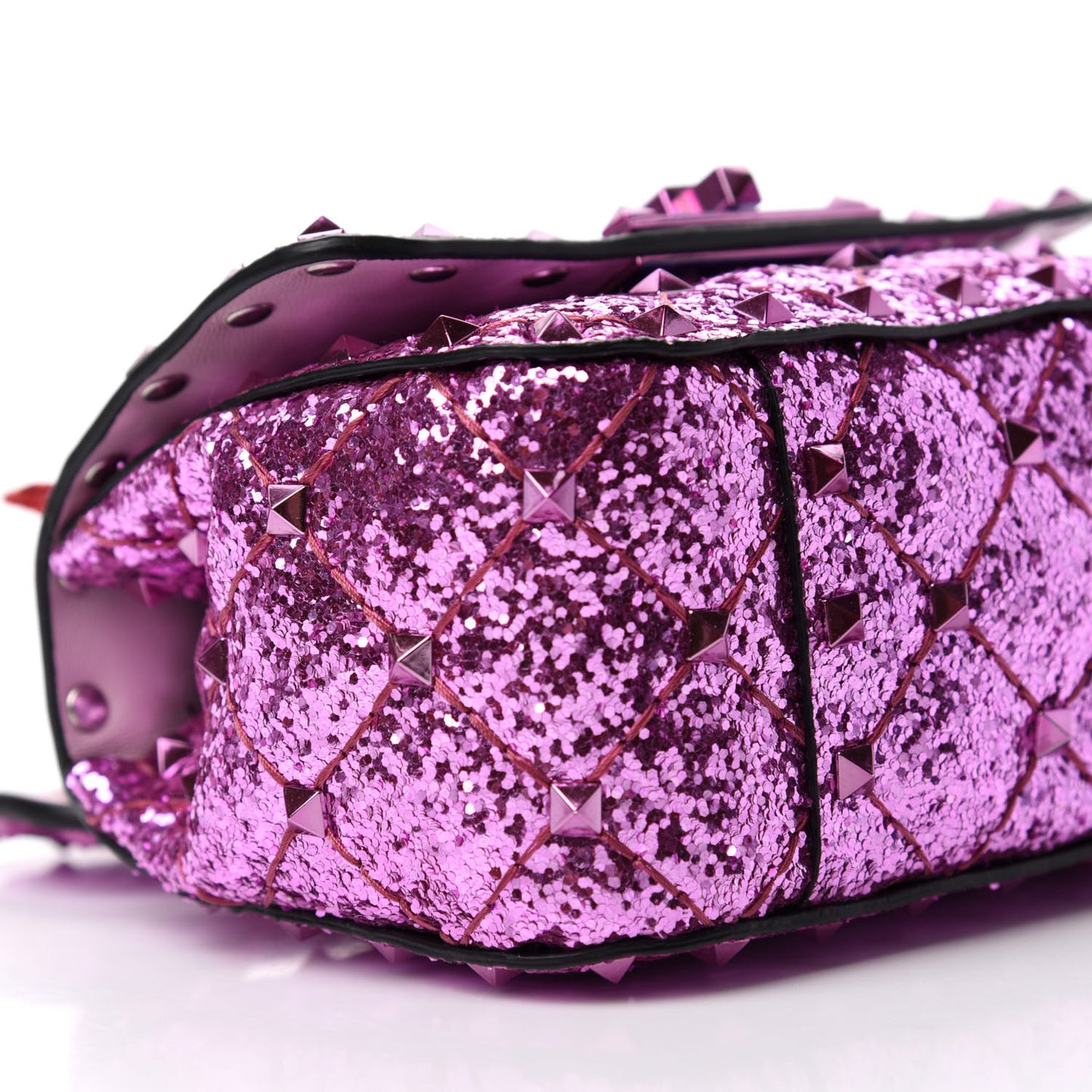 Glitter Micro Rockstud Spike Shoulder Bag Water Lilac