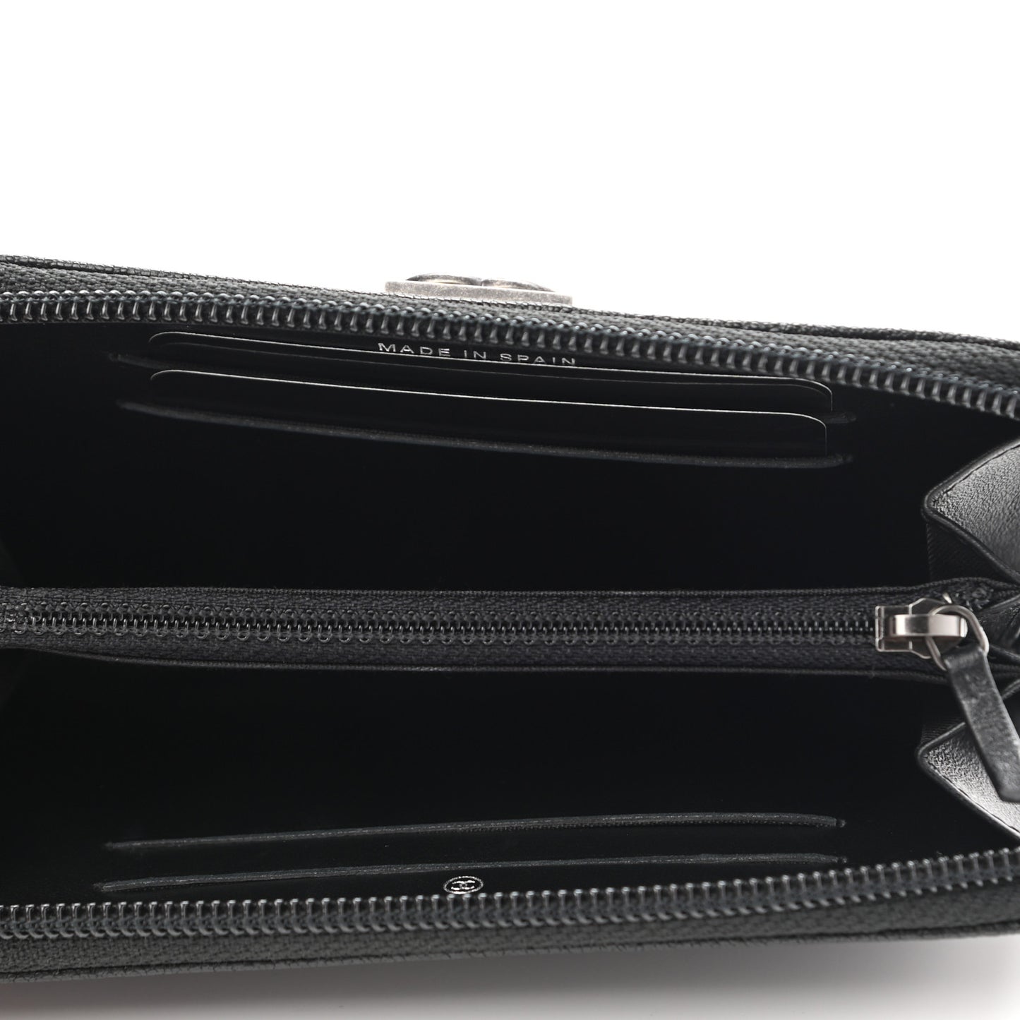 Caviar Quilted Small Boy Zip Around Wallet Black