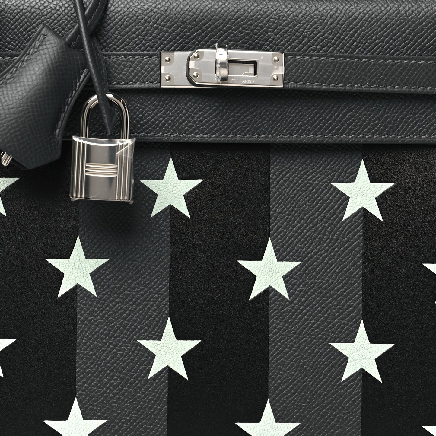 Epsom Tadelakt Chevre Mysore Casaque Etoilee Kelly Sellier 25 Ardoise Black Vert Peppermint