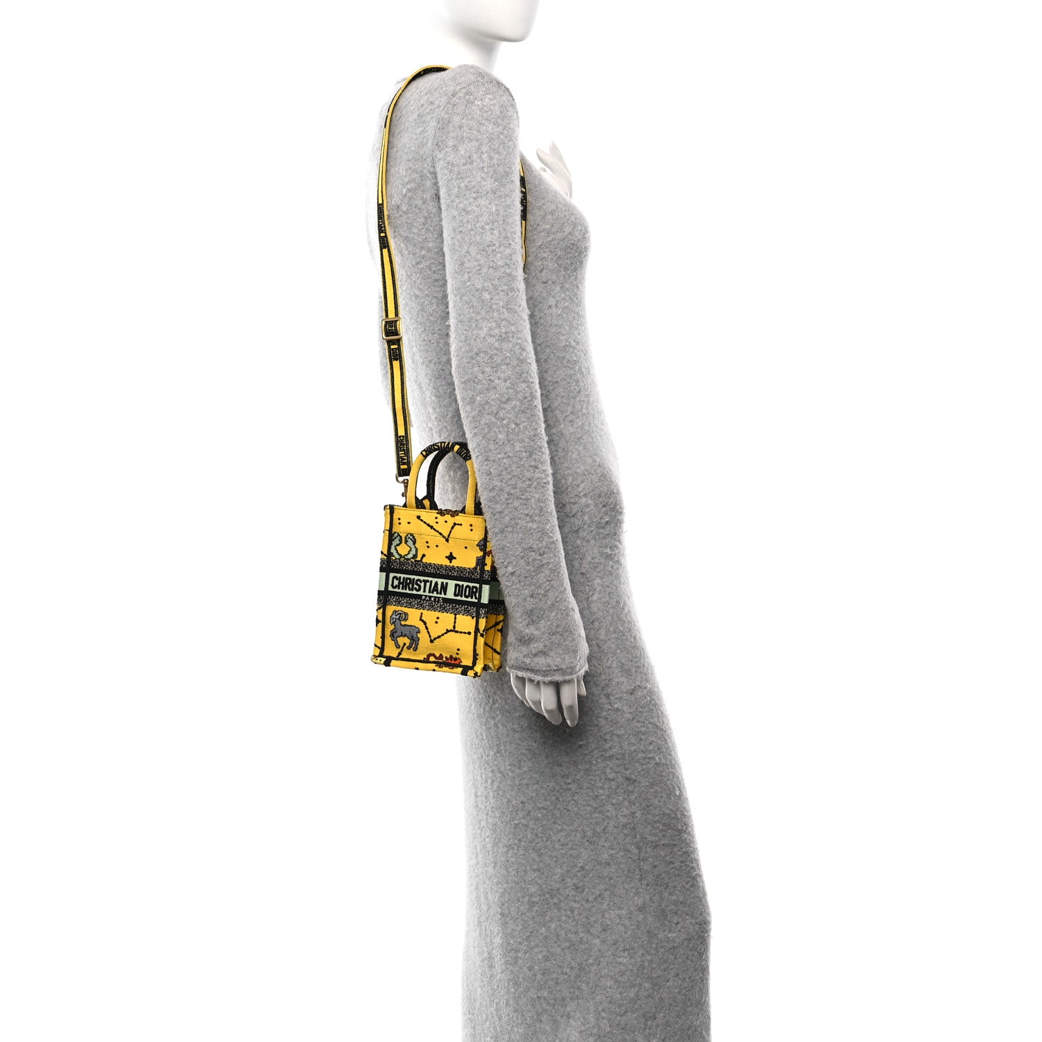 Christian Dior Canvas Embroidered Pixel Zodiac Mini Book Tote Phone Bag Jaune Multicolor 2 of 10