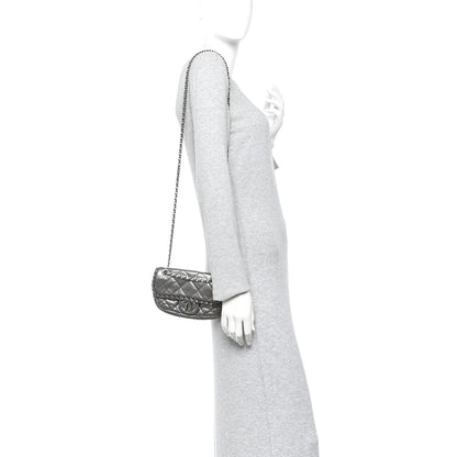 Chanel Metallic Aged Calfskin Mini Chain Me Flap Pewter 3 of 19