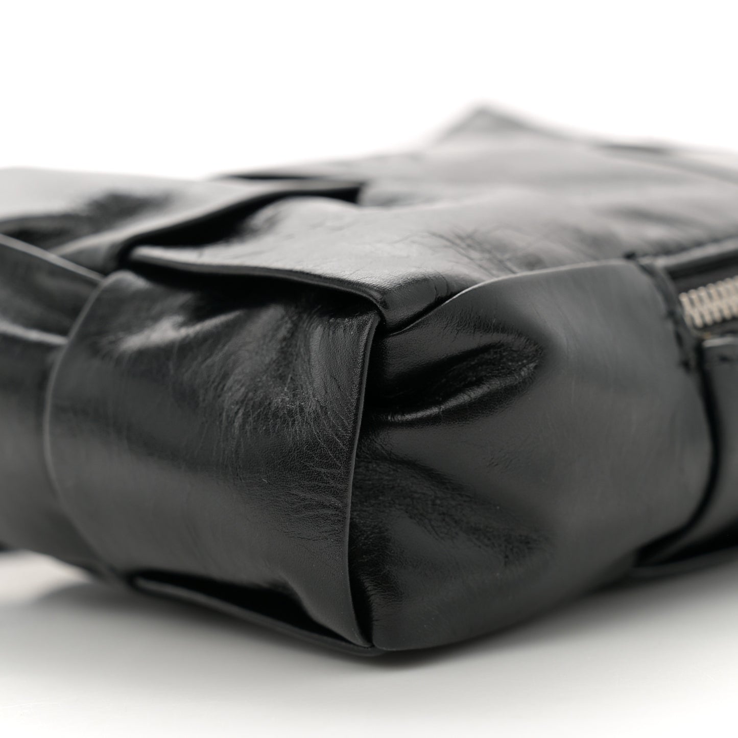 Paper Calfskin Intreccio Mini Cassette Sling Bag Black