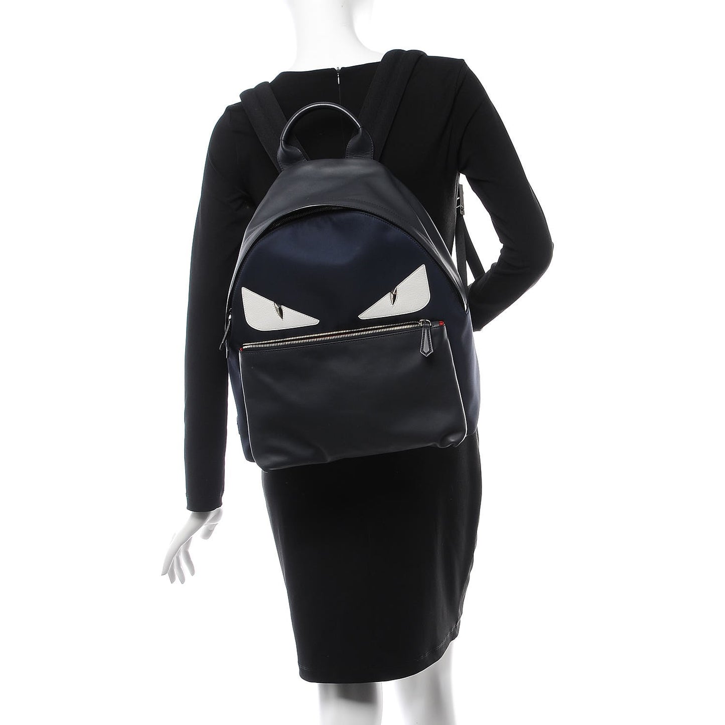 Nylon Vitello Century Dolce Monster Eyes Rounded Backpack Navy Blue