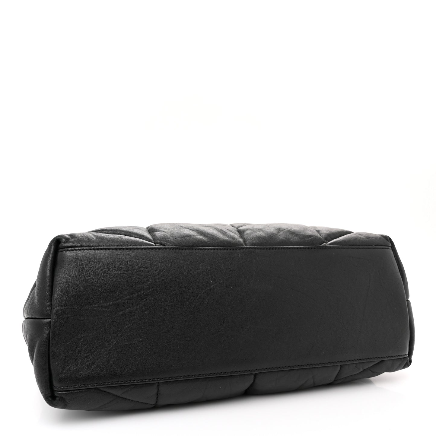 Lambskin Quilted Monogram Monochrome Medium Loulou Puffer Chain Satchel Black