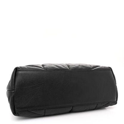 Saint Laurent Lambskin Quilted Monogram Monochrome Medium Loulou Puffer Chain Satchel Black 4 of 12