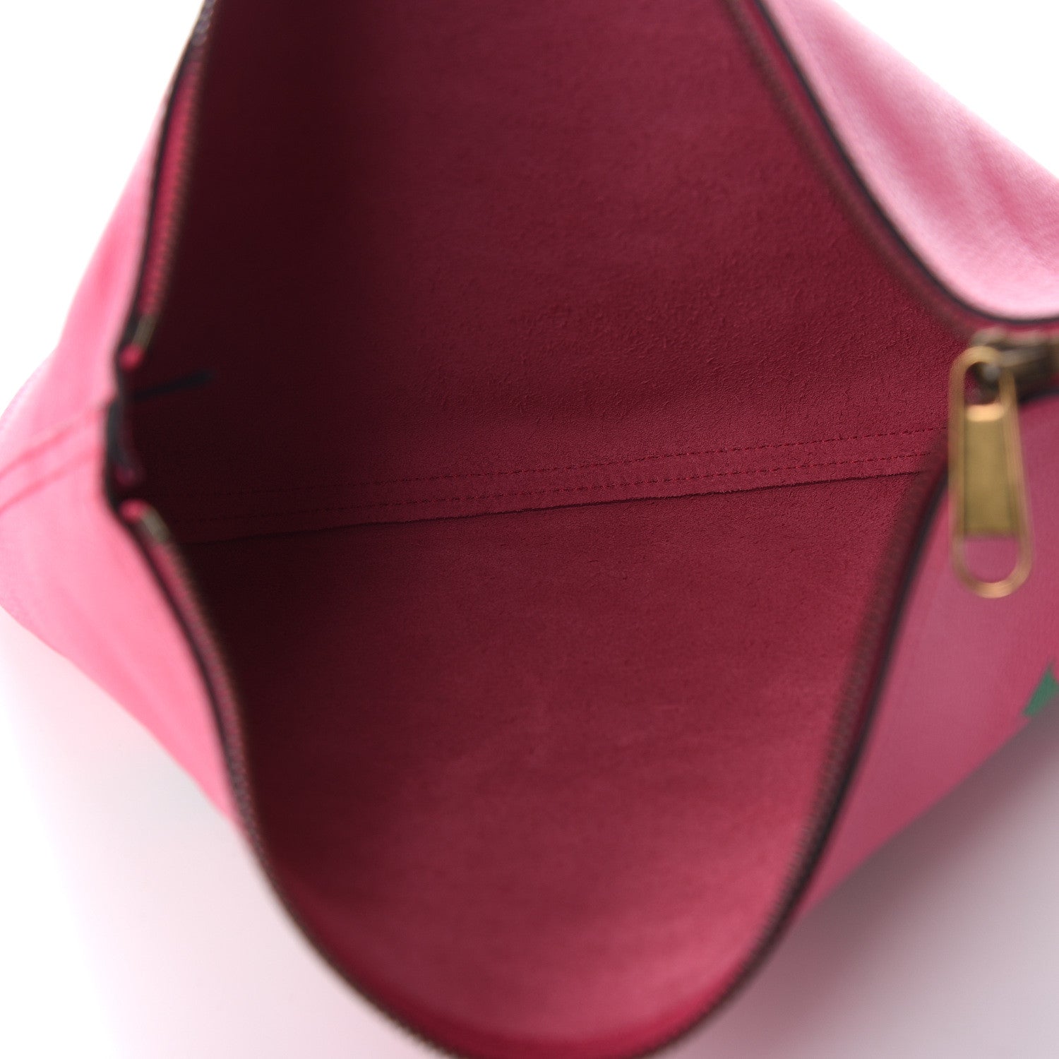 Gucci Pebbled Calfskin Medium Logo Portfolio Clutch Box Pink Green 6 of 8