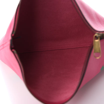 Gucci Pebbled Calfskin Medium Logo Portfolio Clutch Box Pink Green 6 of 8