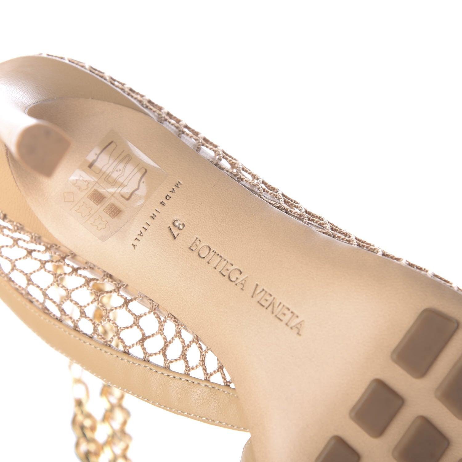 Bottega Veneta Mesh Nappa Chunky Chain Sandals 37 Beige Pony 7 of 9