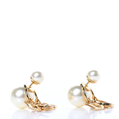 Christian Dior Pearl Crystal Tribal Logo Charms Earrings Gold 3 of 5