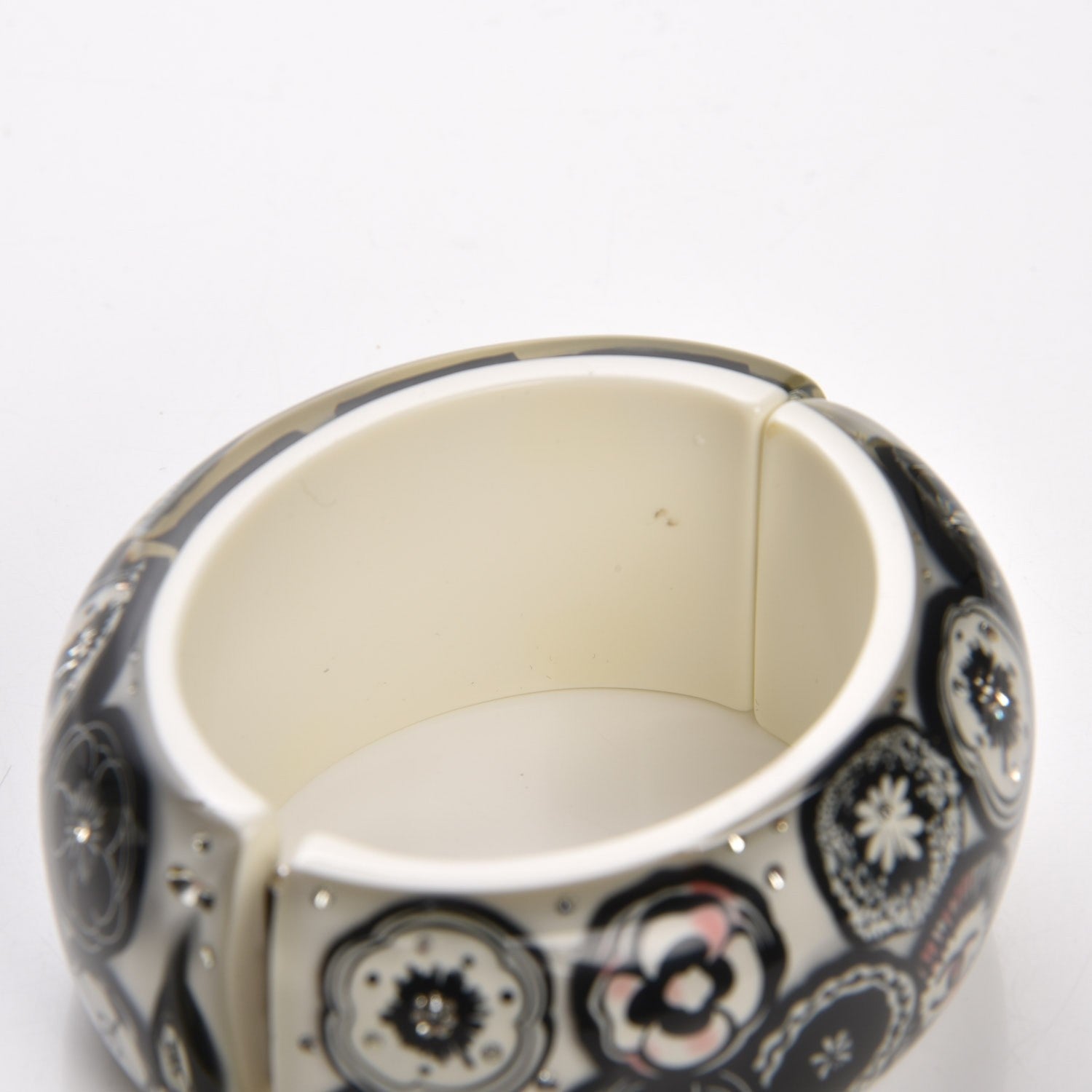 Chanel Enamel Crystal CC Bangle Black White 5 of 7