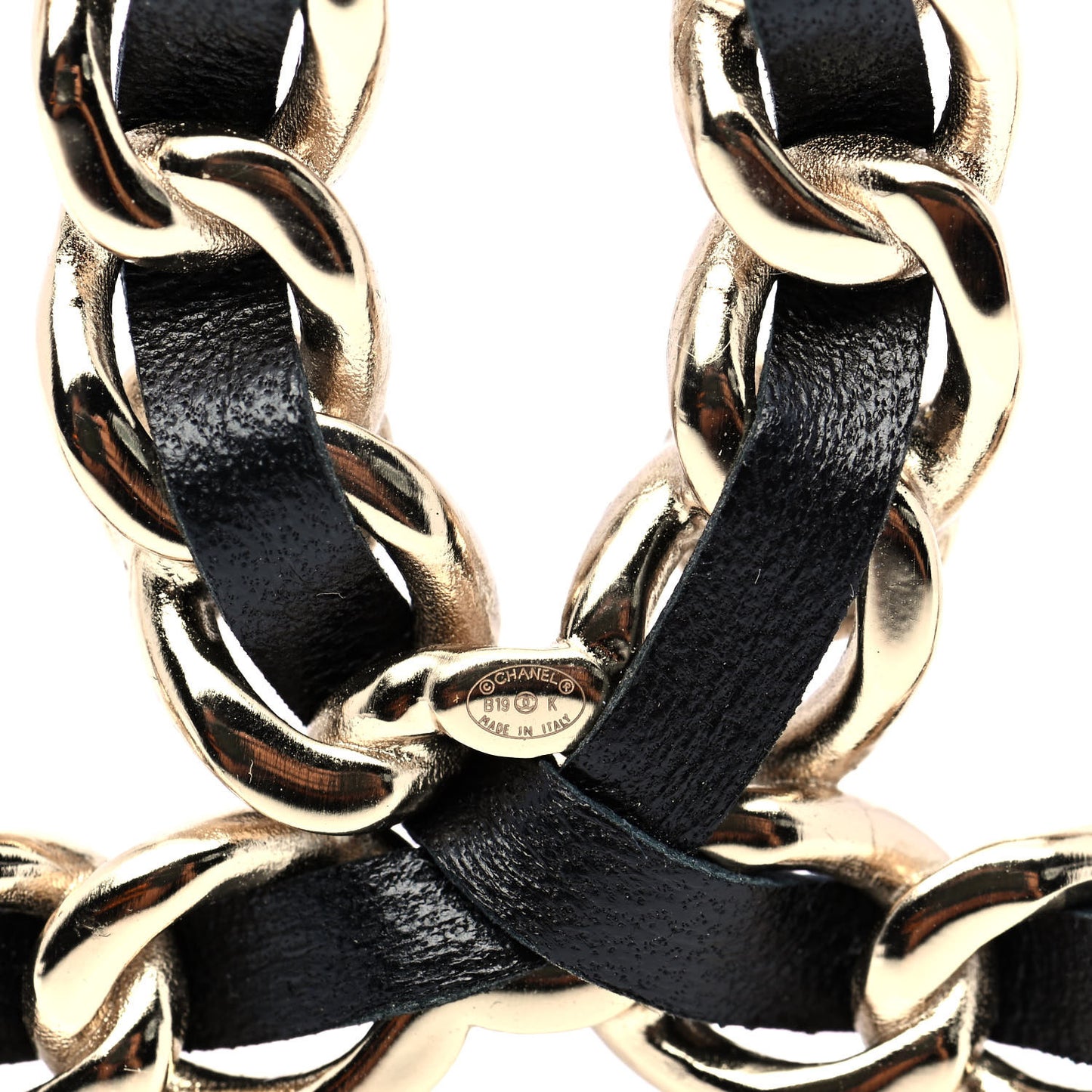 Lambskin Pearl CC Chain Brooch Black Gold