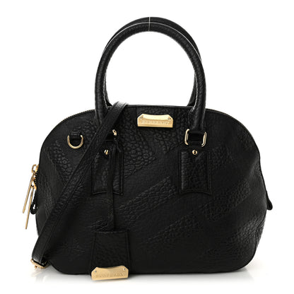 Burberry Heritage Grain Check Embossed Small Orchard Bowling Bag Black 1 of 13