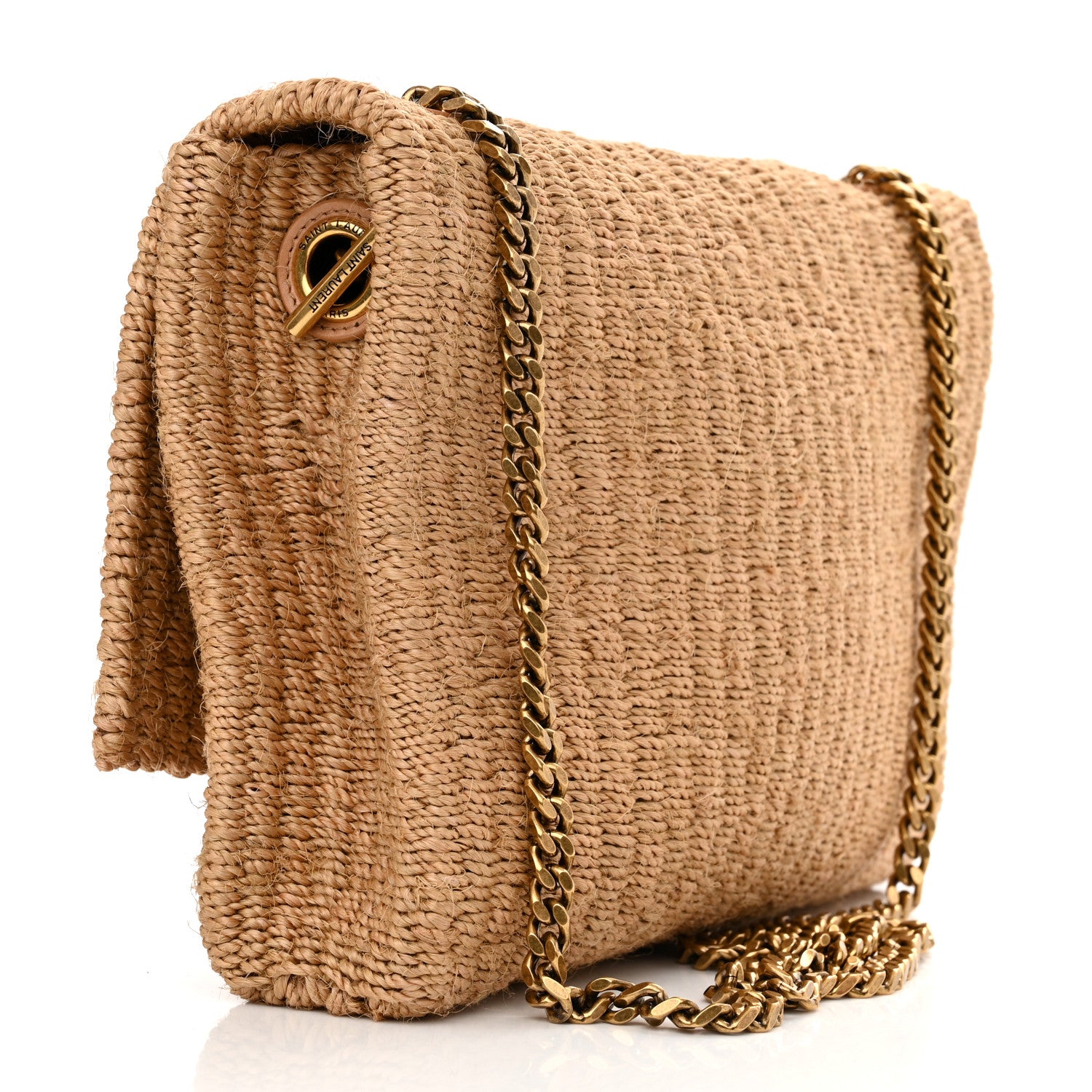 Saint Laurent Raffia Medium Monogram Kate Satchel Natural 3 of 10