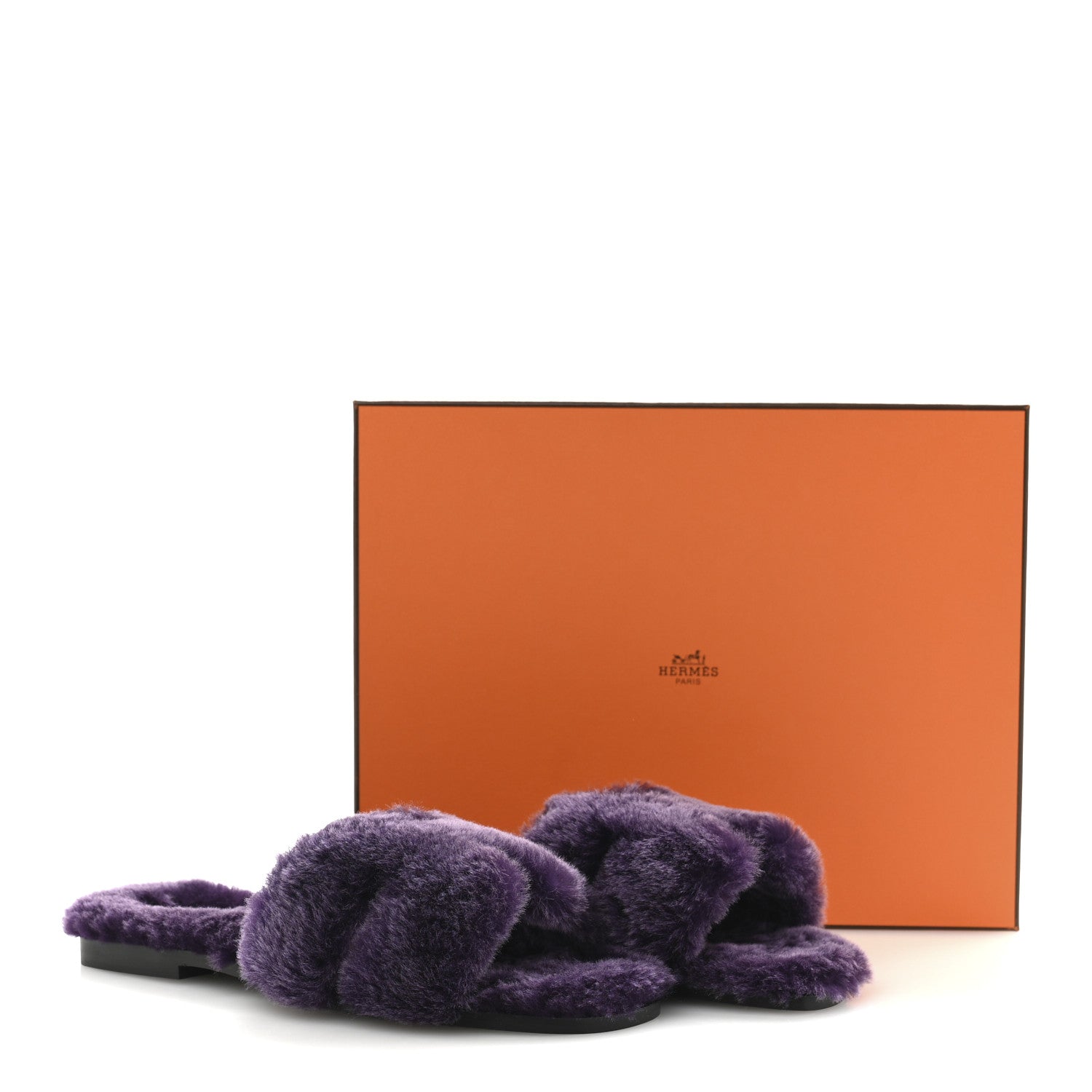 Hermes Woolskin Oran Sandals 38 Violet Fonce 9 of 9