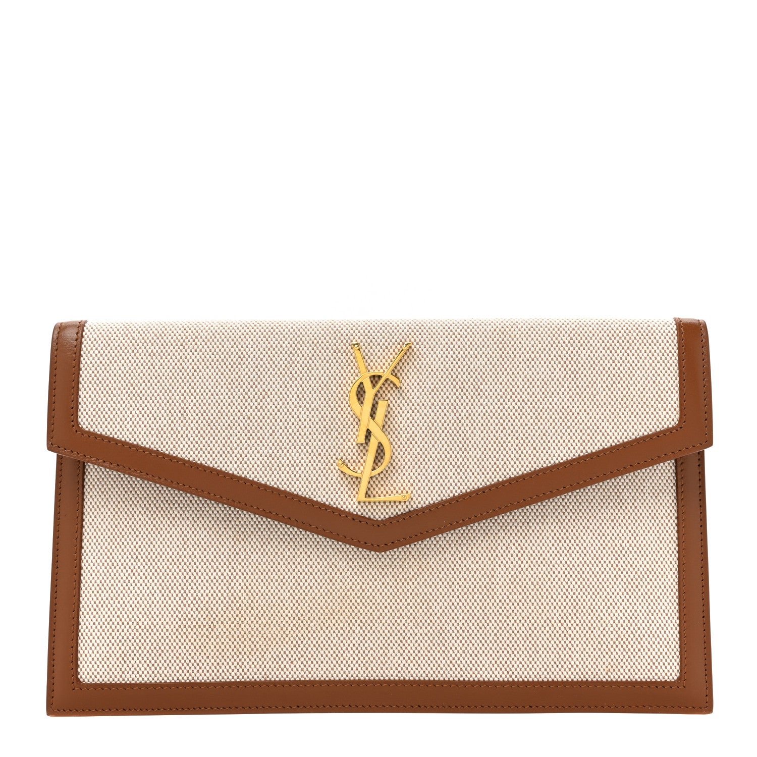 Saint Laurent Canvas Uptown Pouch Natural Beige Brick 1 of 11