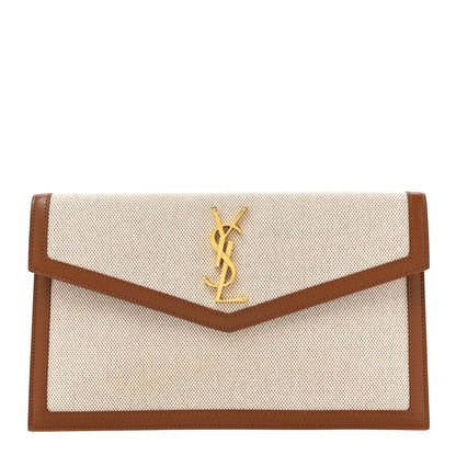 Saint Laurent Canvas Uptown Pouch Natural Beige Brick 1 of 11