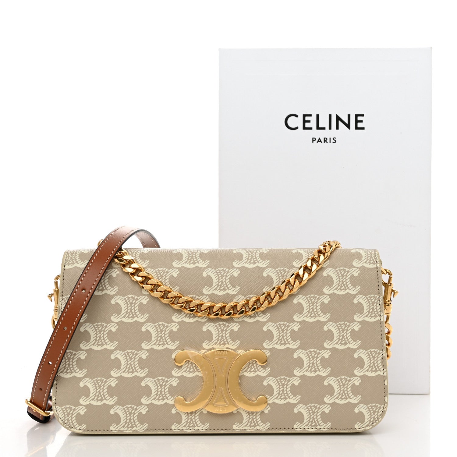 Celine Canvas Calfskin Triomphe Multipochette Grege 11 of 11