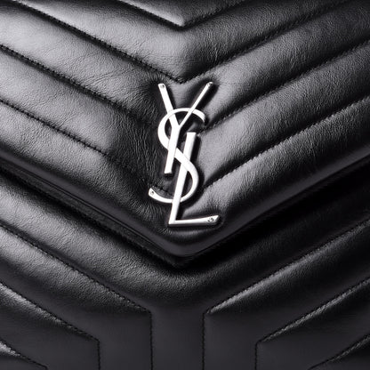 Saint Laurent Calfskin Y Quilted Monogram Medium Loulou Chain Satchel Black 9 of 11