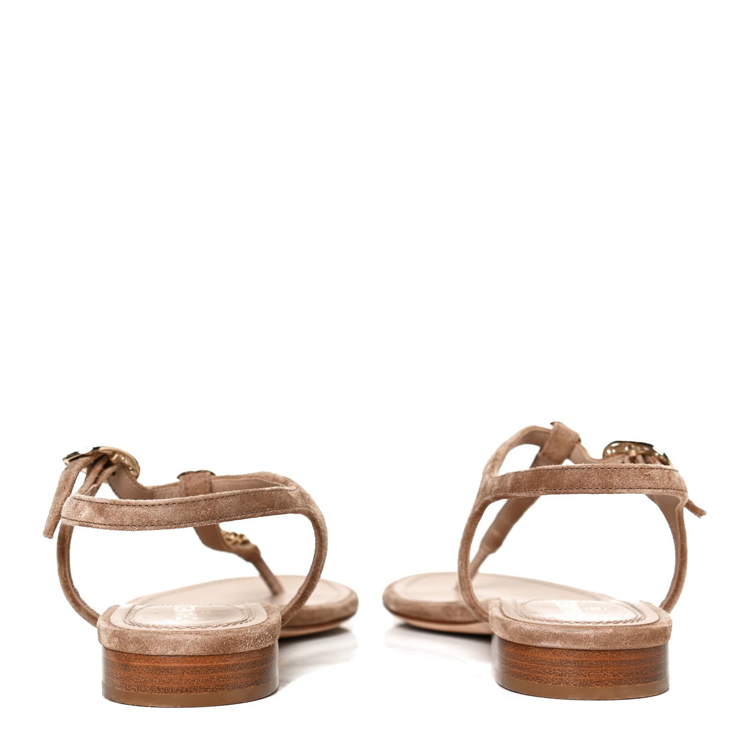 Chanel Suede Calfskin Chain Thong Sandals 36 Beige 6 of 11
