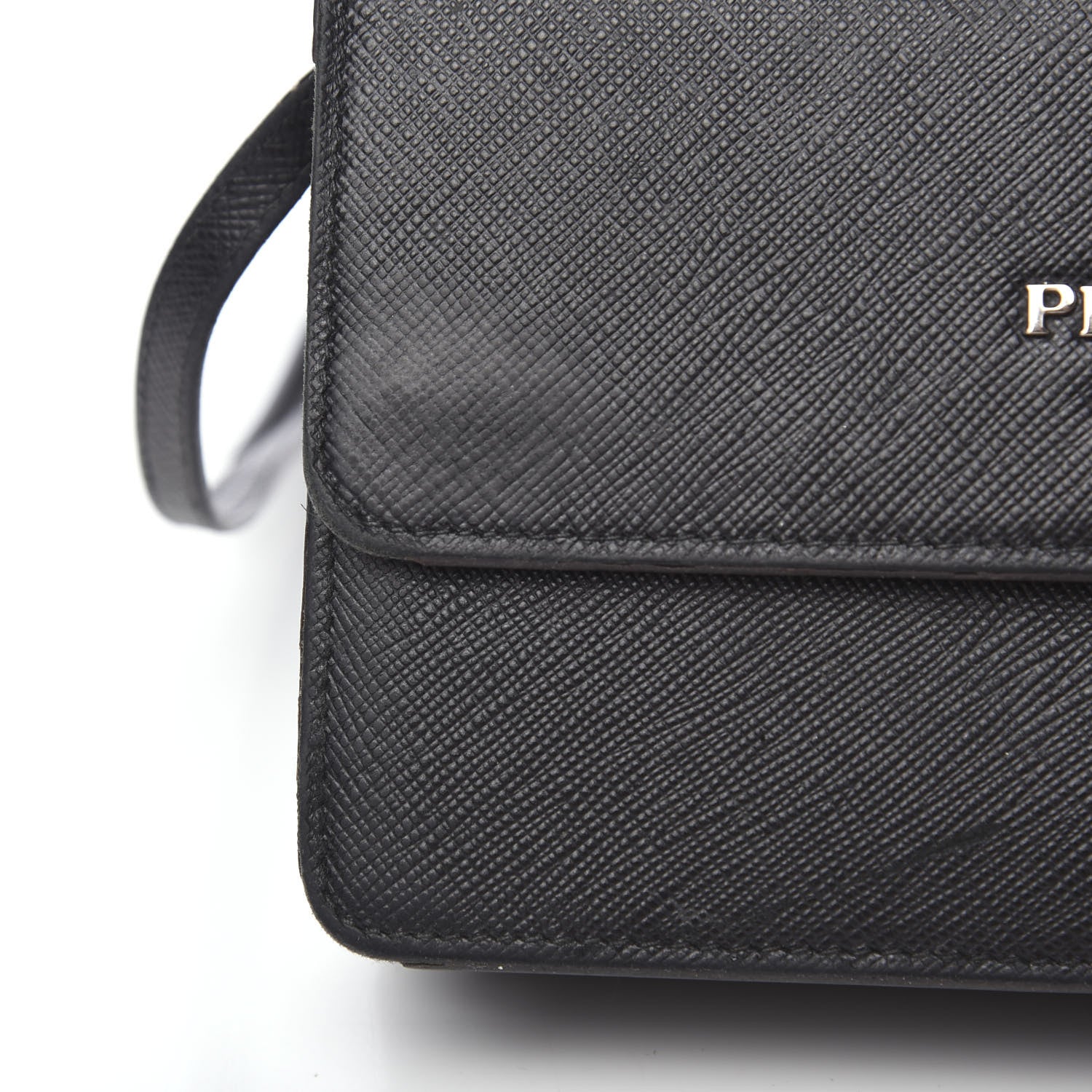 Prada Saffiano Metal Flap Wallet With Strap Black 12 of 14