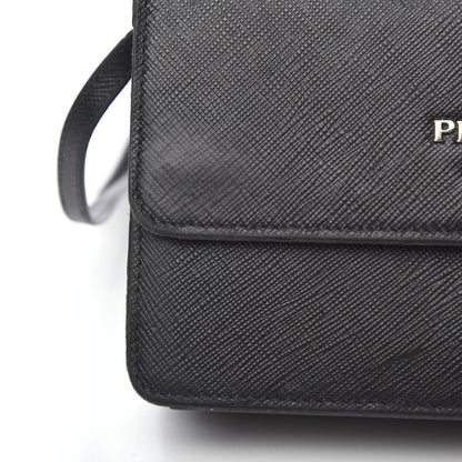 Prada Saffiano Metal Flap Wallet With Strap Black 12 of 14