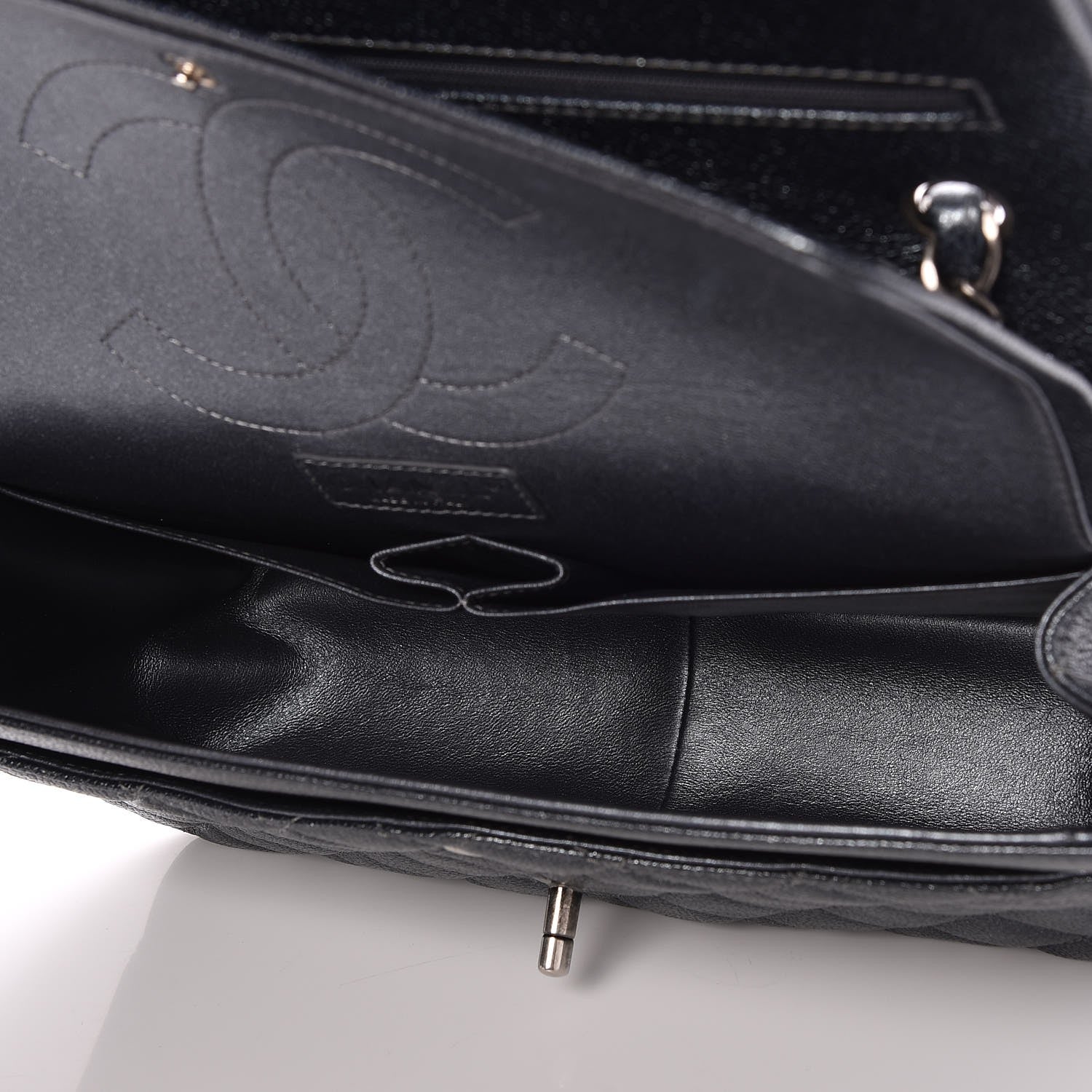 Chanel Metallic Caviar Quilted Jumbo Double Flap Dark Grey 6 of 8