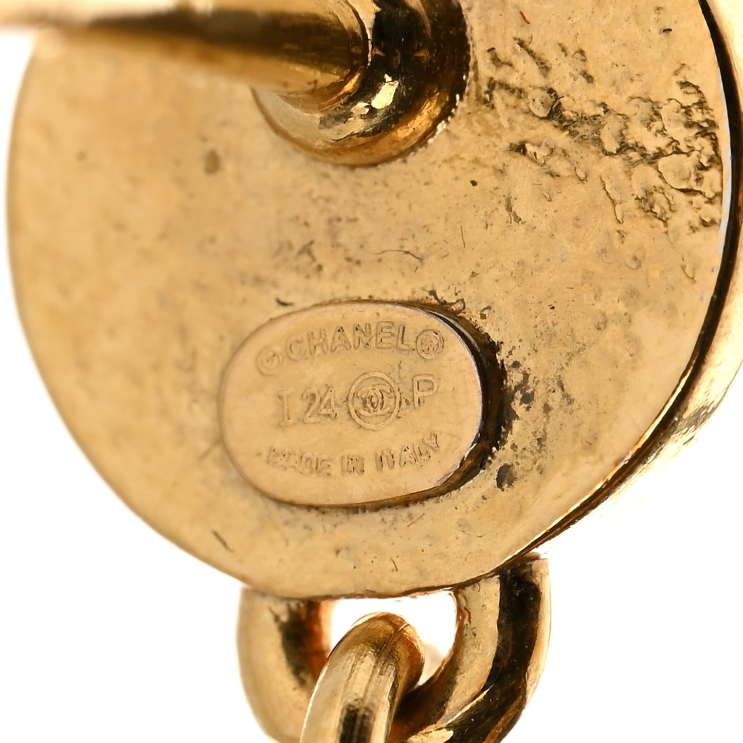 Metal Enamel CC No 5 Rope Drop Earrings Gold Denim Blue