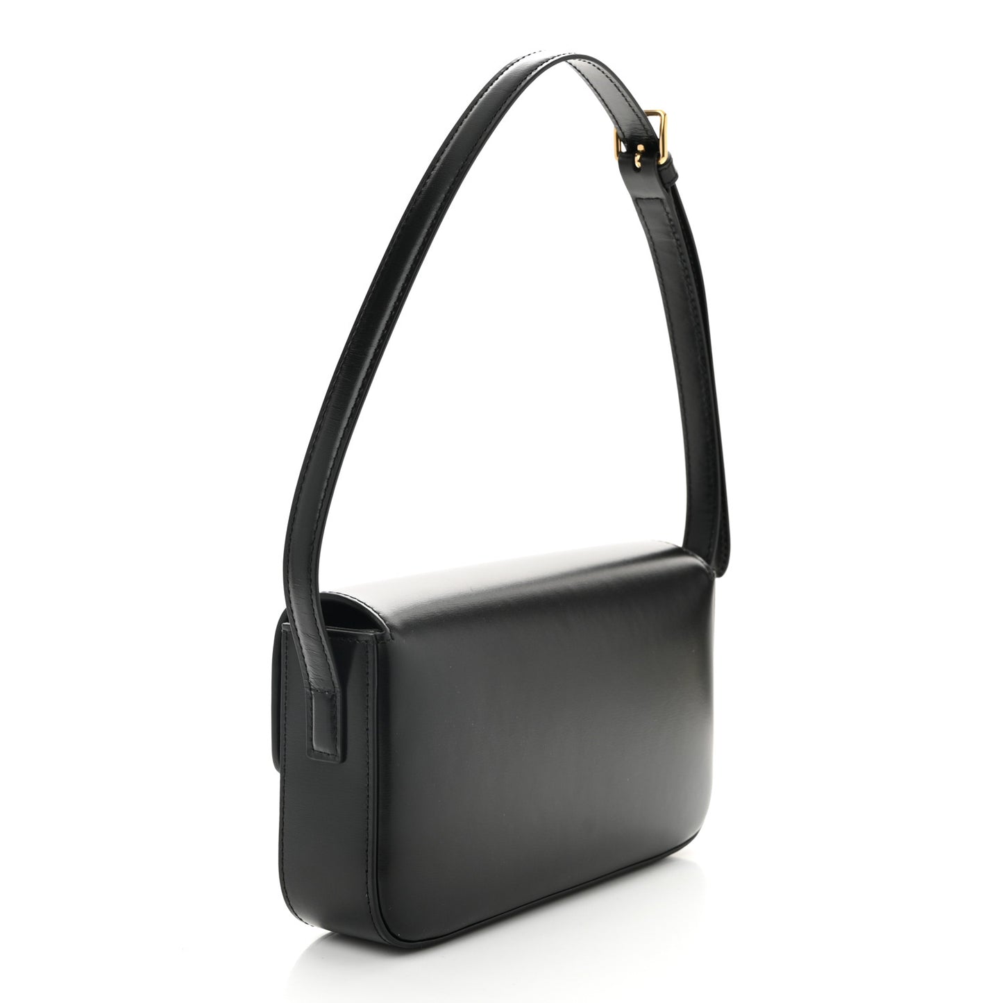 Shiny Calfskin Triomphe Shoulder Bag Black
