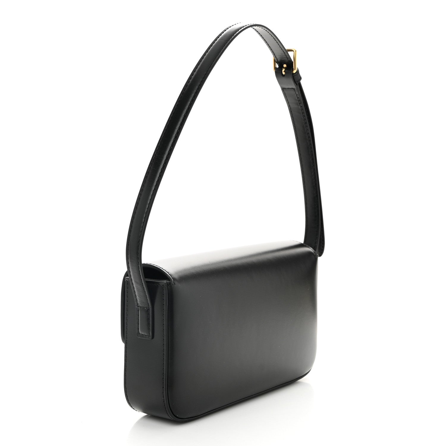 Celine Shiny Calfskin Triomphe Shoulder Bag Black 3 of 9