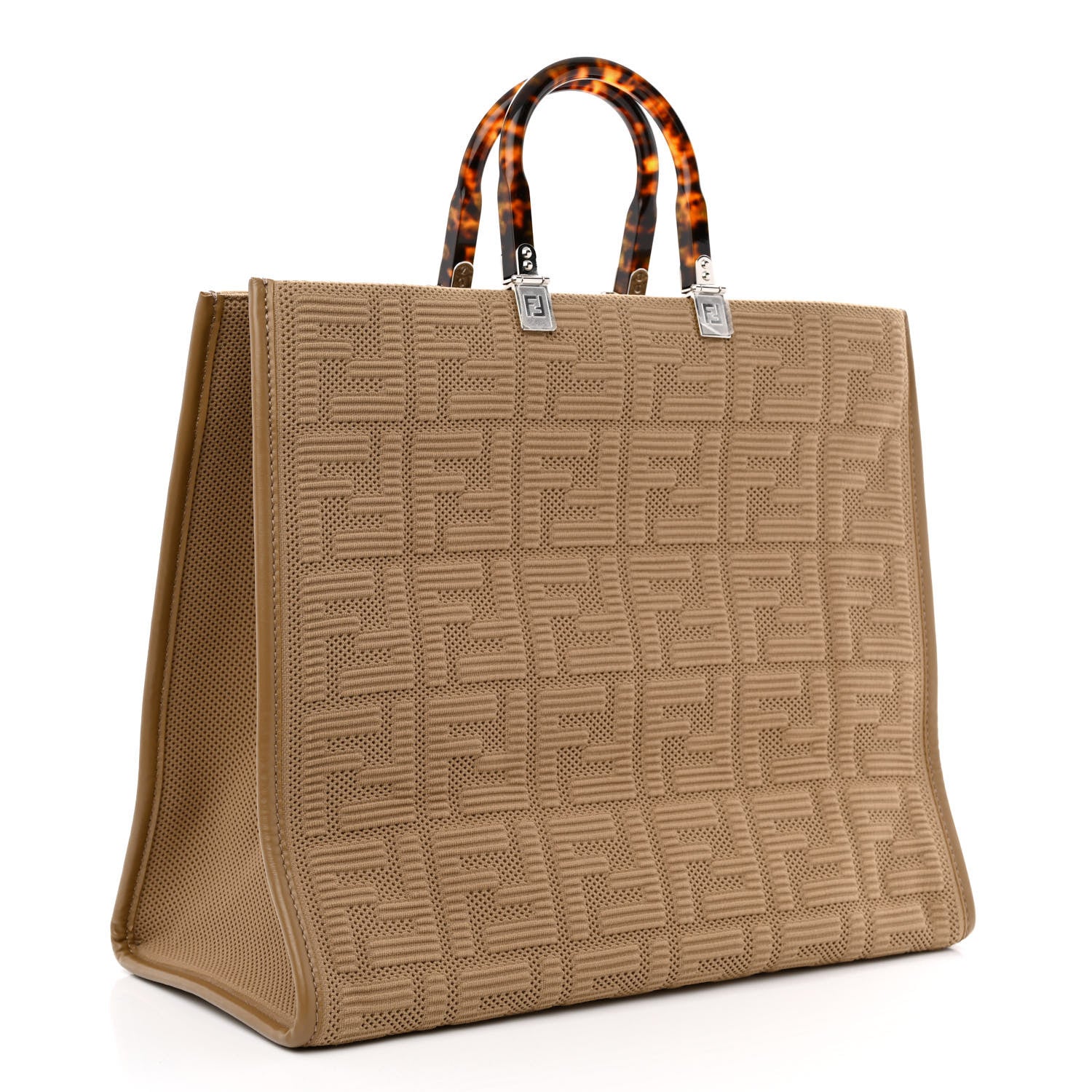 Fendi Technical Fabric Plexiglass FF Large Fendi Sunshine Shopper Tote Sand 3 of 10