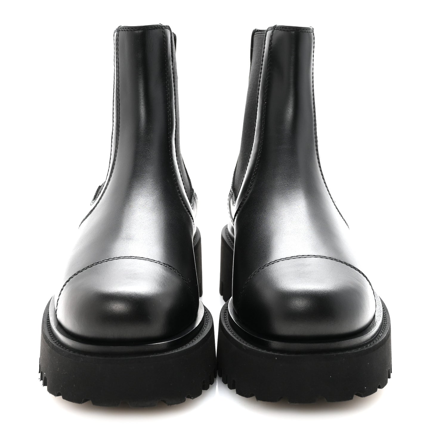 Calfskin Cap Toe CC Short Boots 36 Black