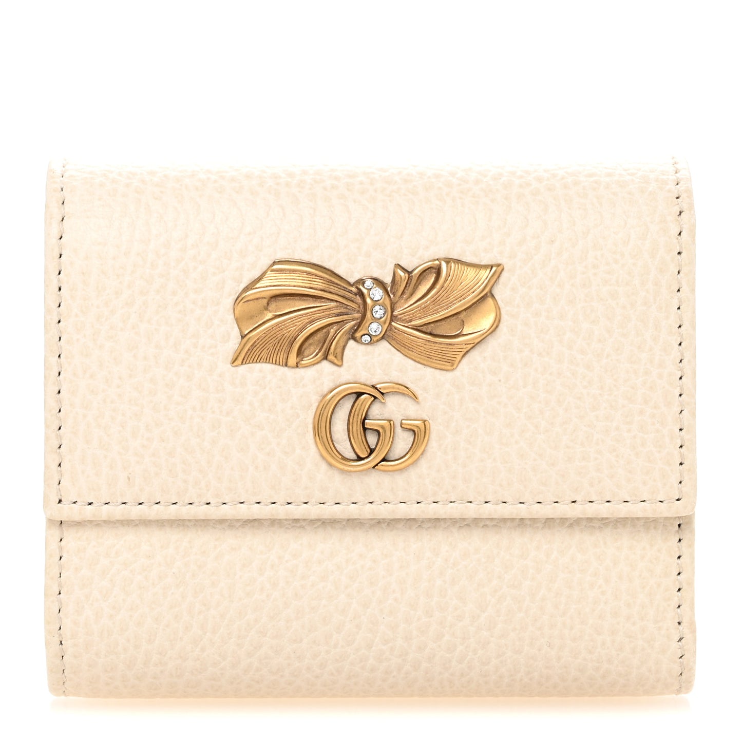 Calfskin GG Marmont Bow Wallet White