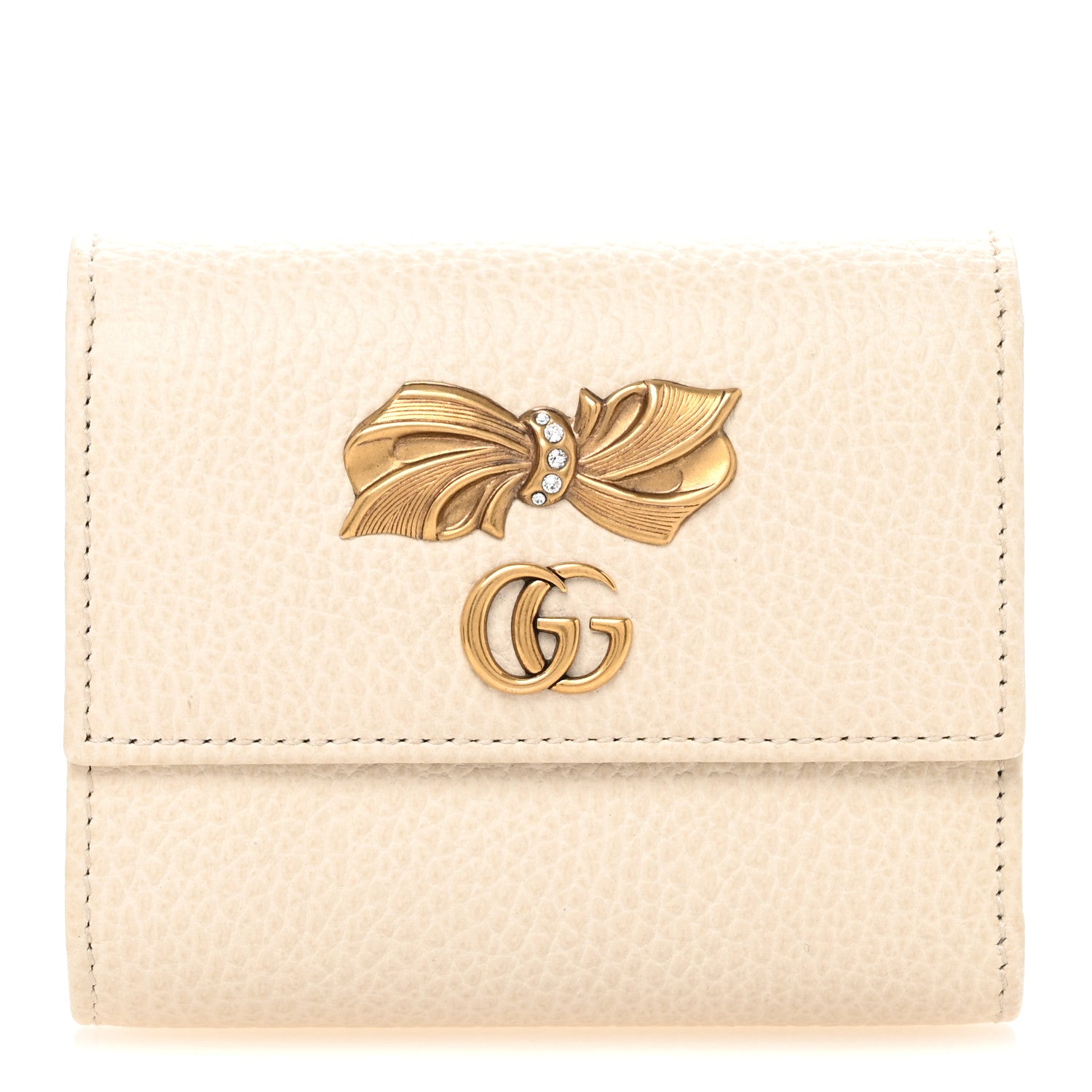 Gucci Calfskin GG Marmont Bow Wallet White 1 of 12