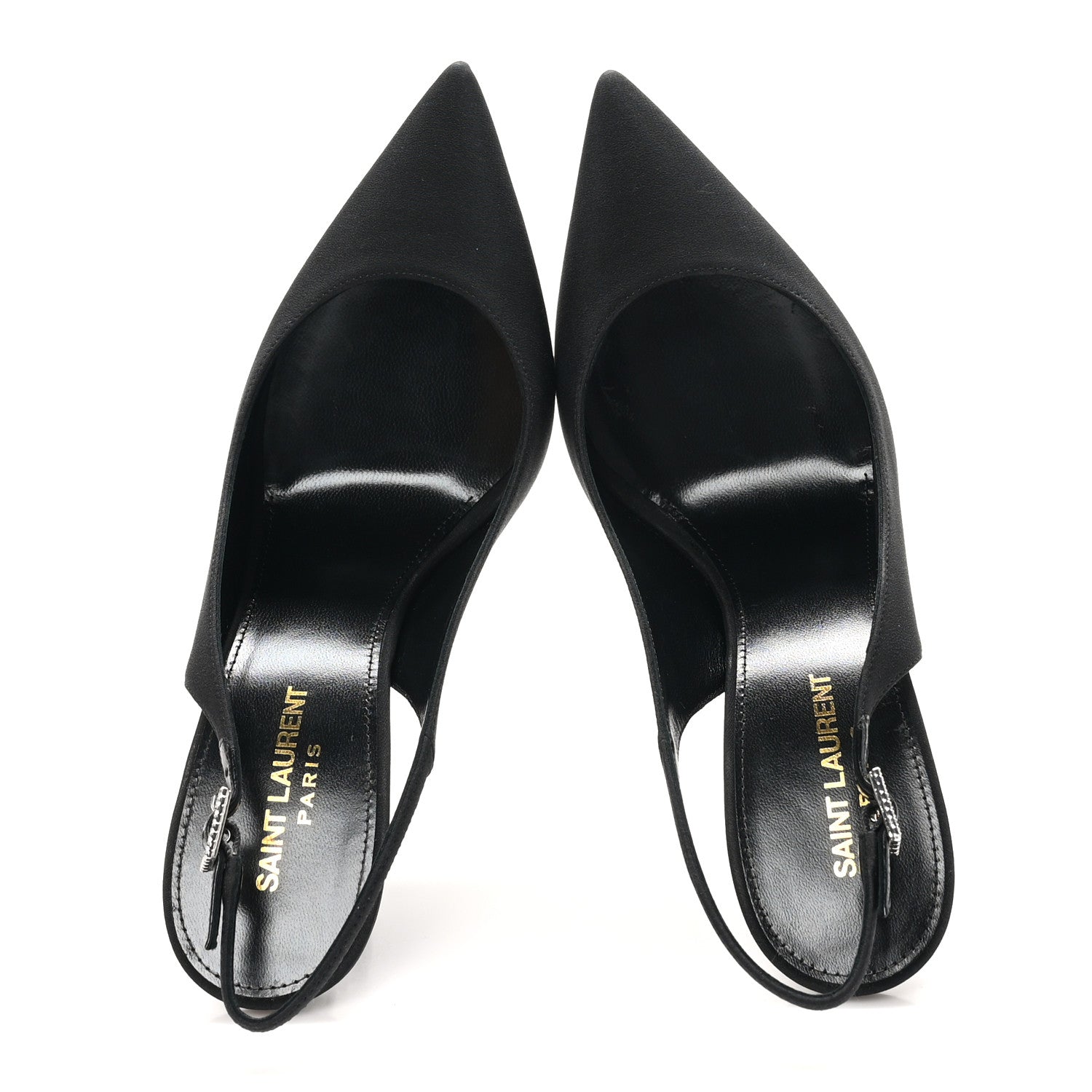 Saint Laurent Crepe Satin Crystal Opyum 110 Slingback Pump 39.5 Black 2 of 9