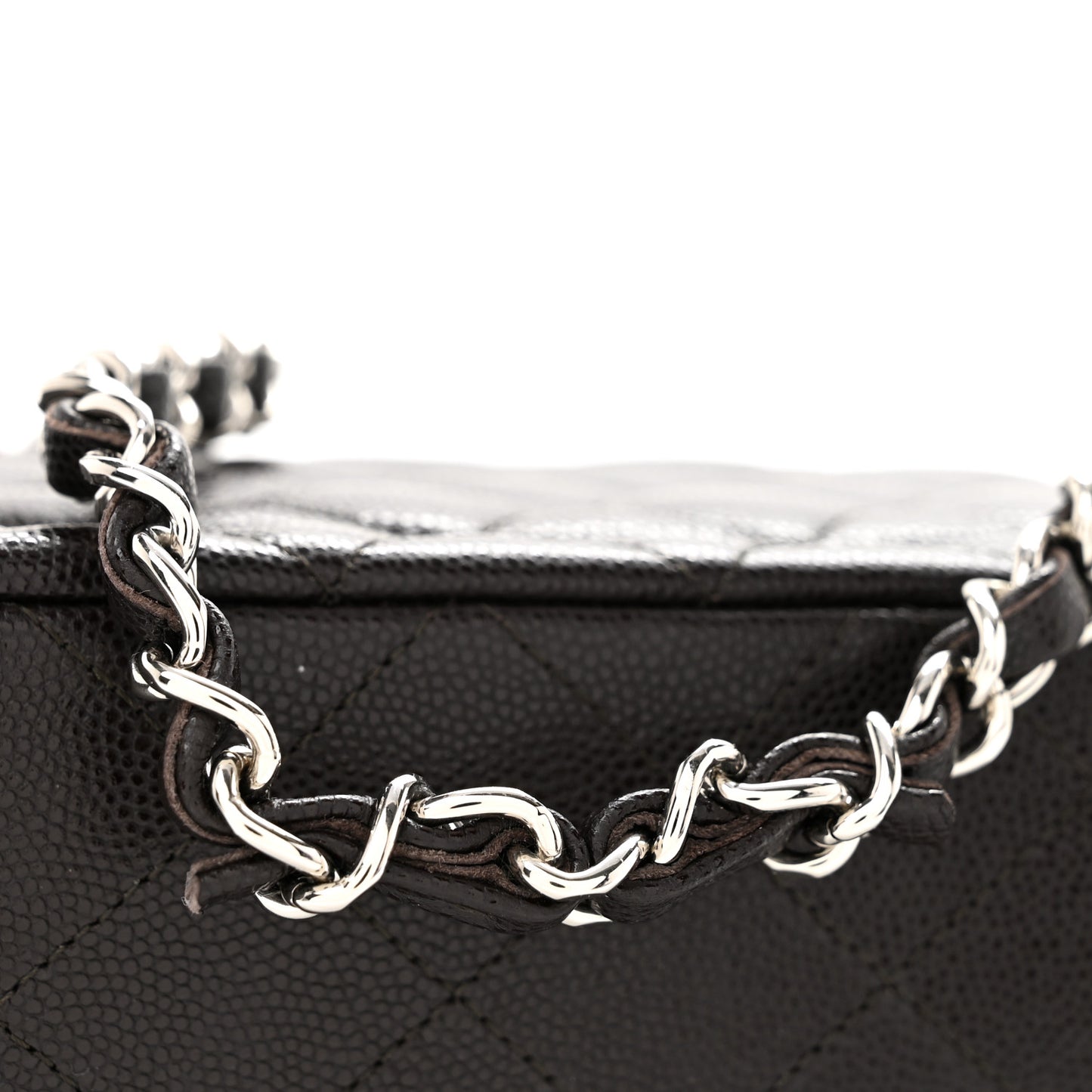 Caviar Quilted Medium Double Flap Brown