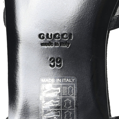 Gucci Suede Mesh Crystal GG Monogram Slingback Ballet Flats 39 Black 7 of 9