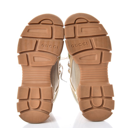 Gucci X SEGA Mesh Canvas Calfskin Removable Crystals Flashtrek Sneakers 41 Mystic White Oatmeal Sand Storm 5 of 9