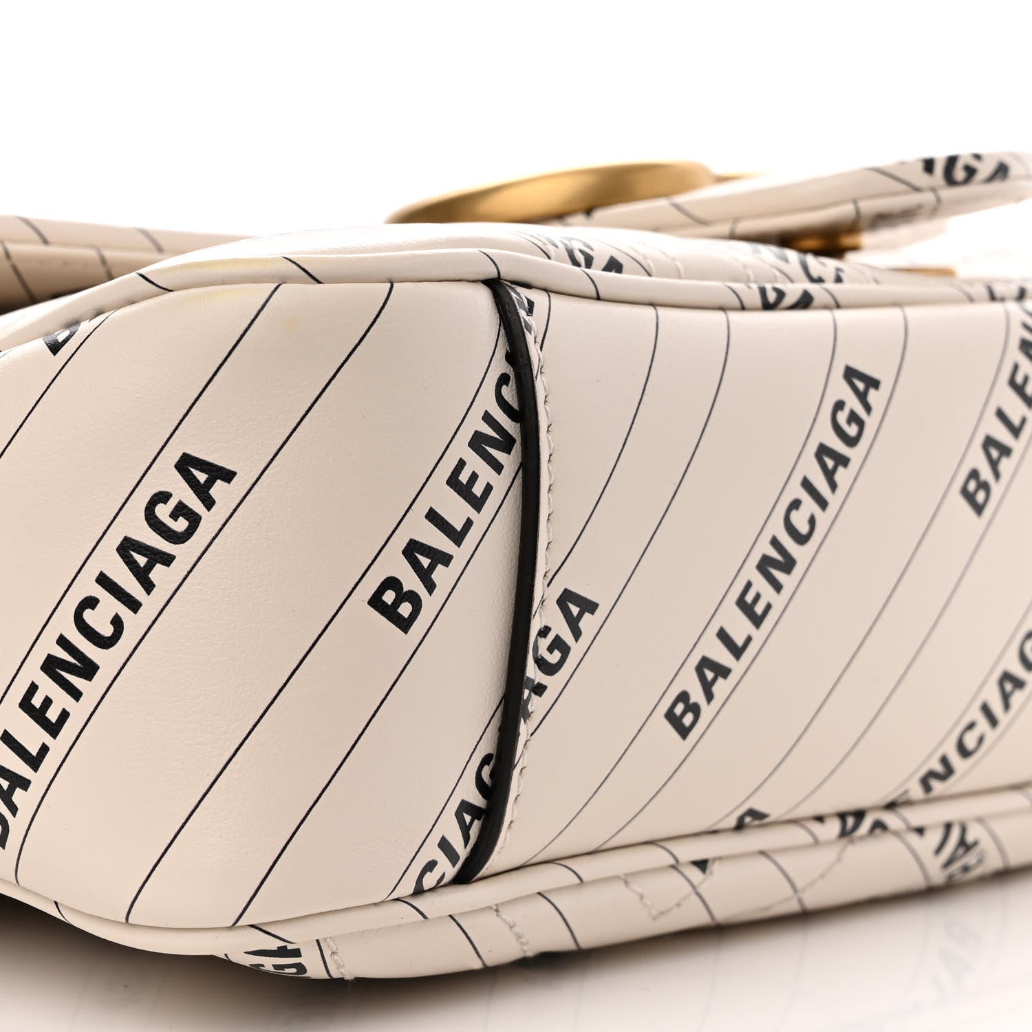 Gucci X BALENCIAGA Calfskin Matelasse Logo Print Small GG Marmont Shoulder Bag White 9 of 11