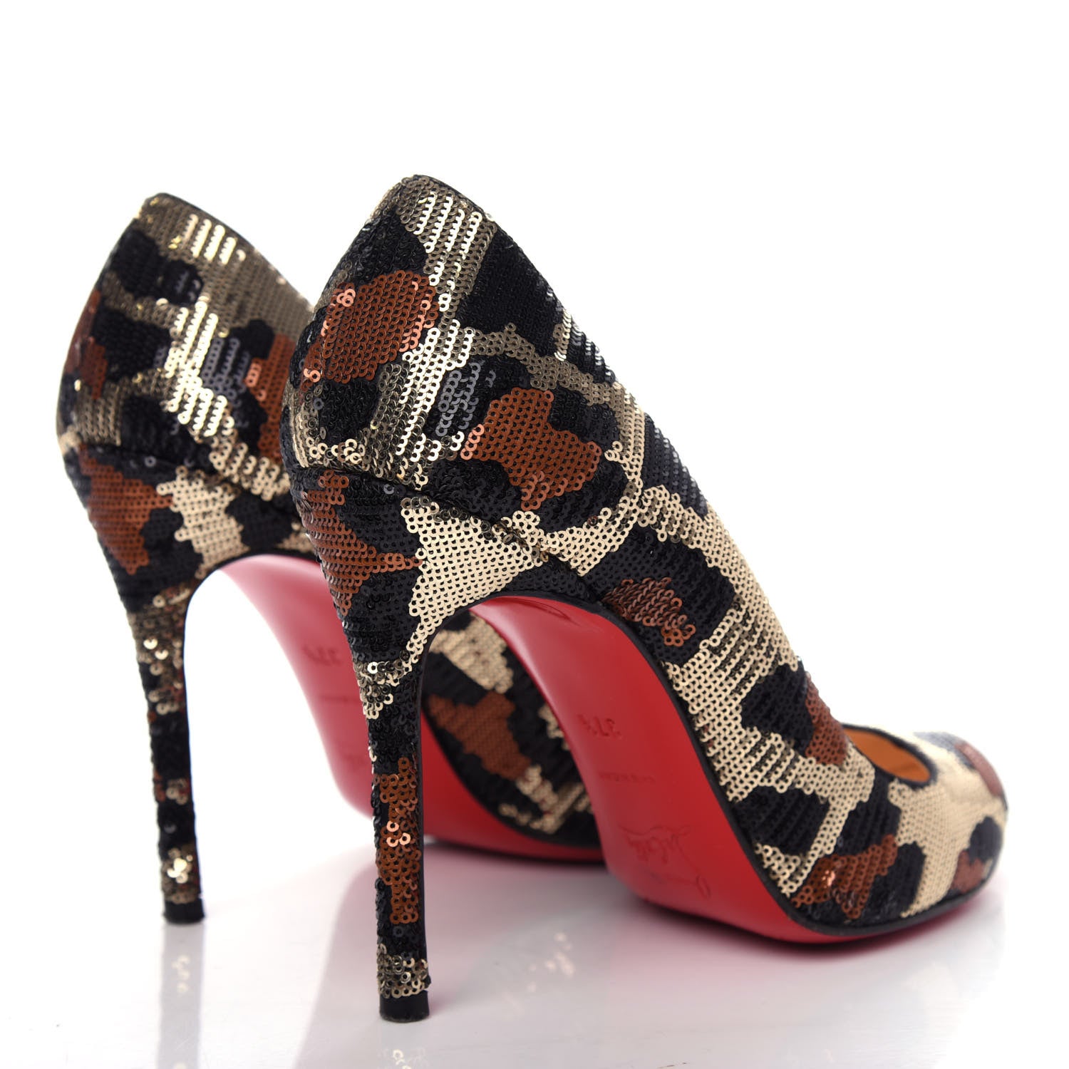 Christian Louboutin Leopard Paillettes Fifi 100 Pumps 37.5 Beige 4 of 9