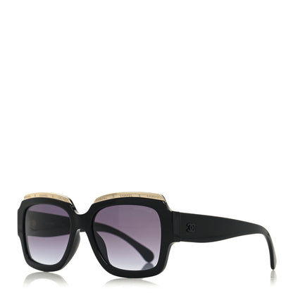 Chanel Acetate Rectangle Logo Sunglasses 71506A Black Gold 1 of 11